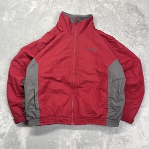 Cabela's Windbreaker Jacket Mens 2XL Tall Red Gray Fleece Lined Full Zip Outdoor